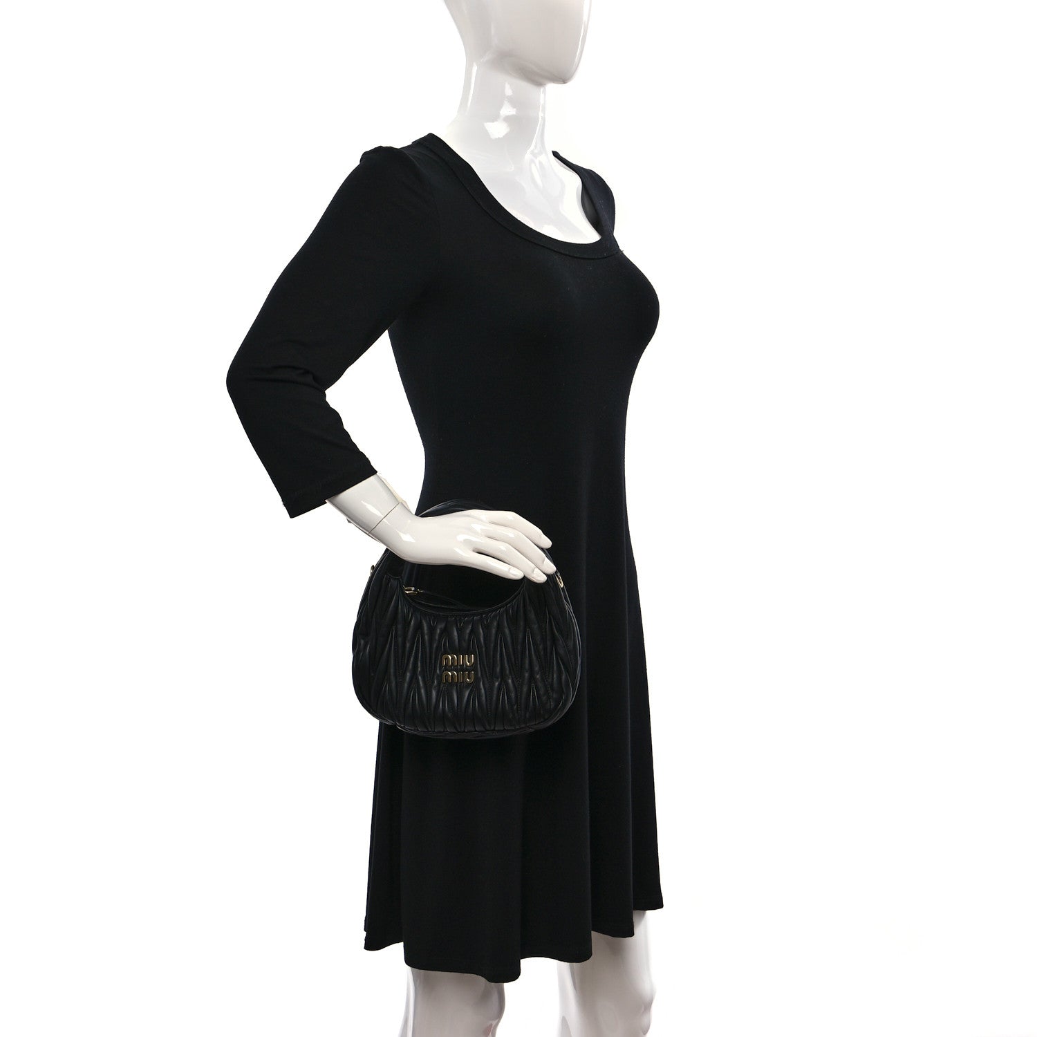 Miu Miu Nappa Matelasse Small Wander Hobo Black 2 of 8