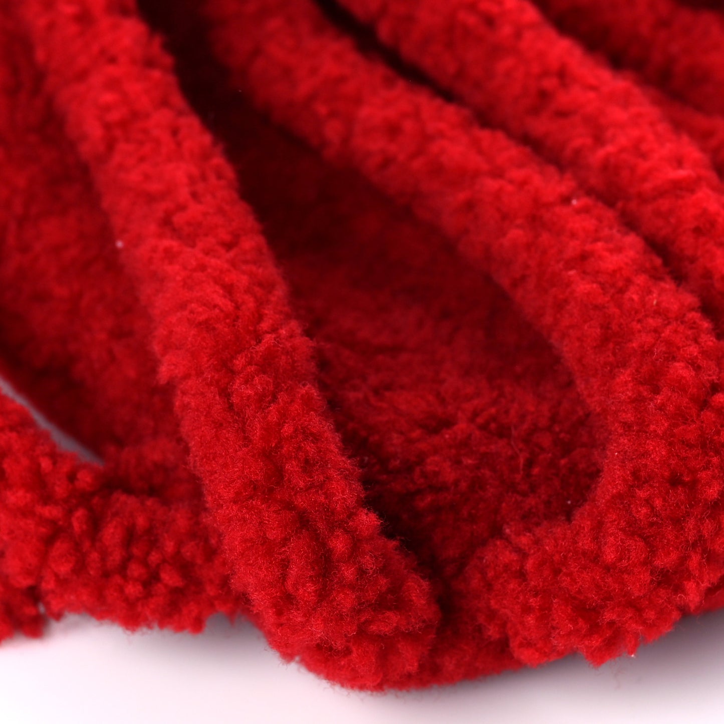 Curly Shearling Nappa The Fringe Pouch Shoulder Bag Scarlet