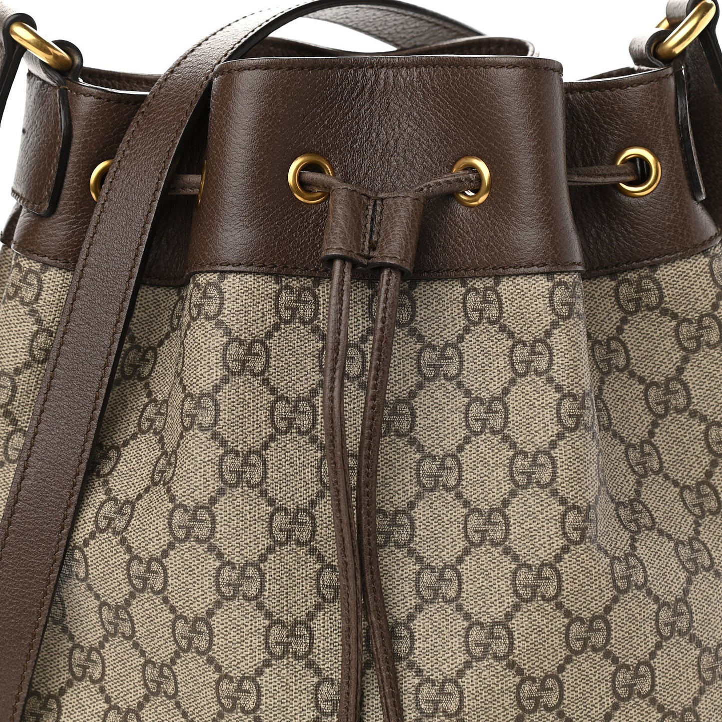 GG Supreme Monogram Web Ophidia Bucket Bag Brown