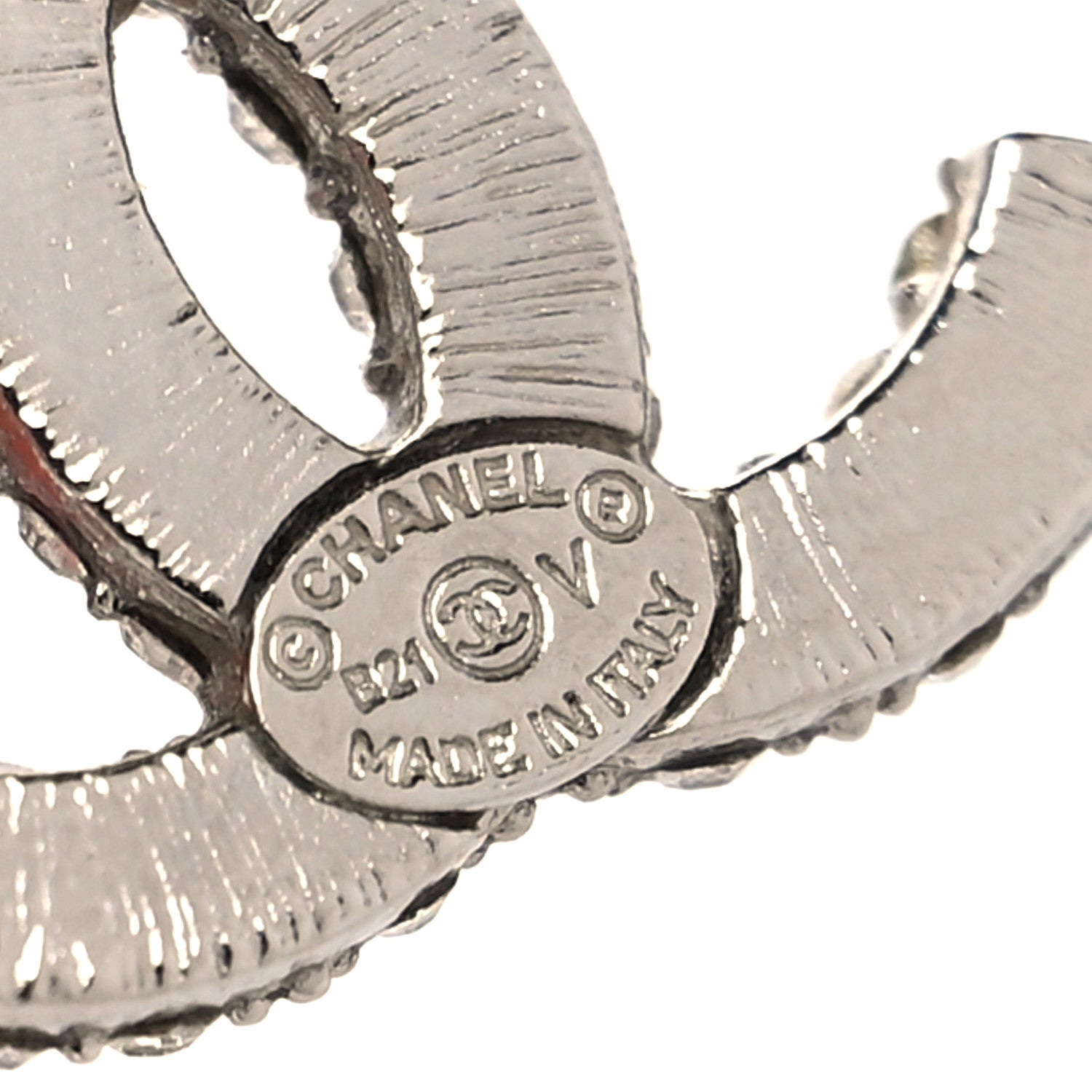 Chanel Crystal CC Earrings Silver 4 of 4