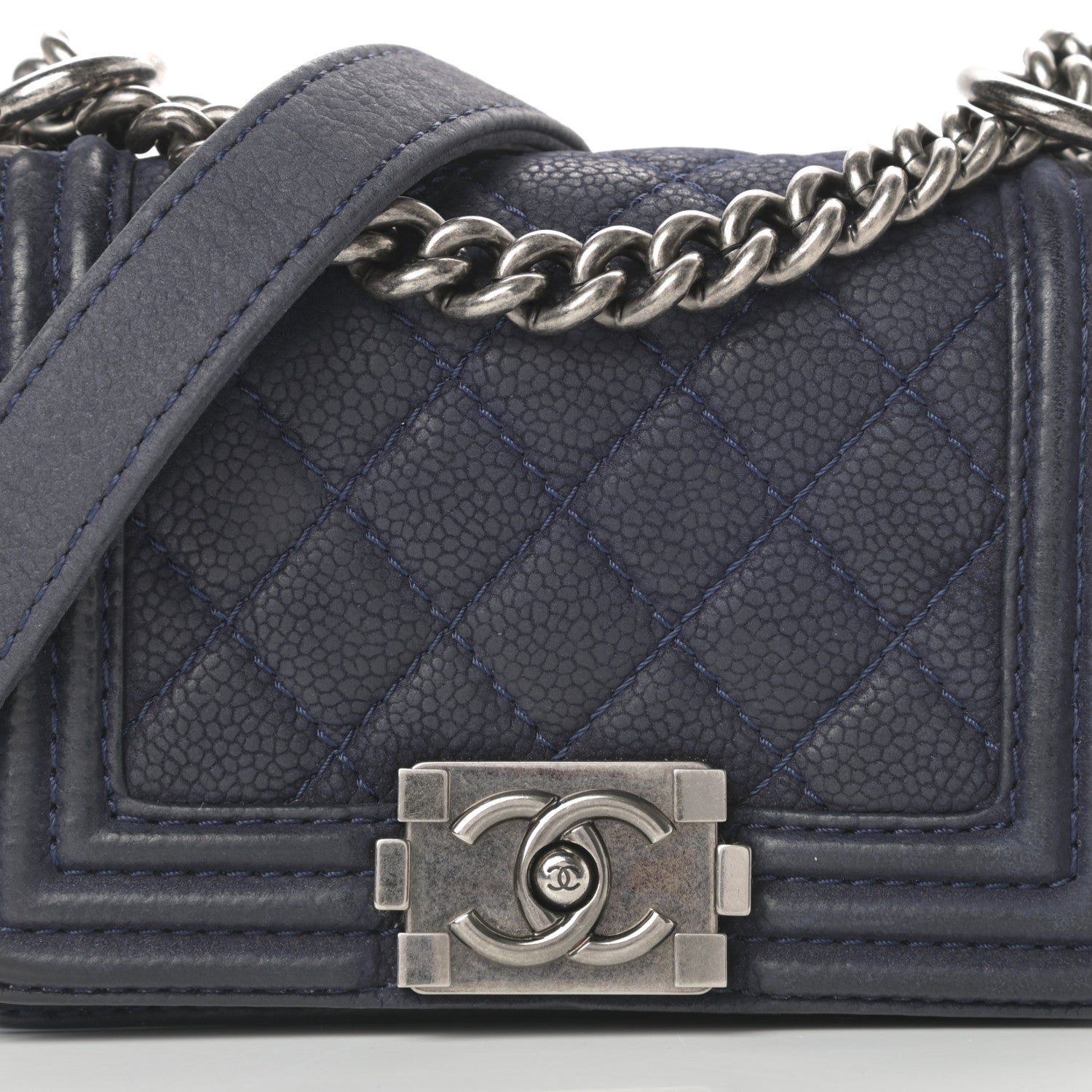 Chanel Iridescent Caviar Quilted Mini Boy Flap Navy 8 of 13