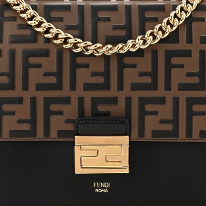 Fendi Vitello Liberty Bi-Color FF 1974 Embossed Chain Strap Kan U Shoulder Bag Black Maya 7 of 11