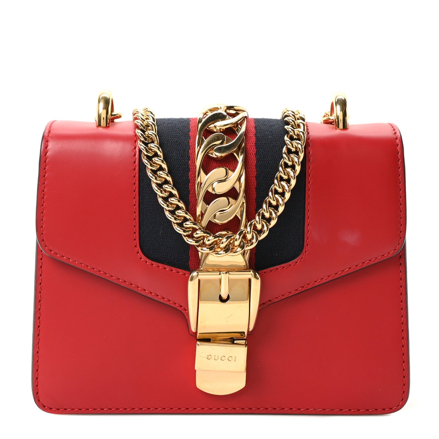 Calfskin Mini Sylvie Chain Shoulder Bag Hibiscus Red