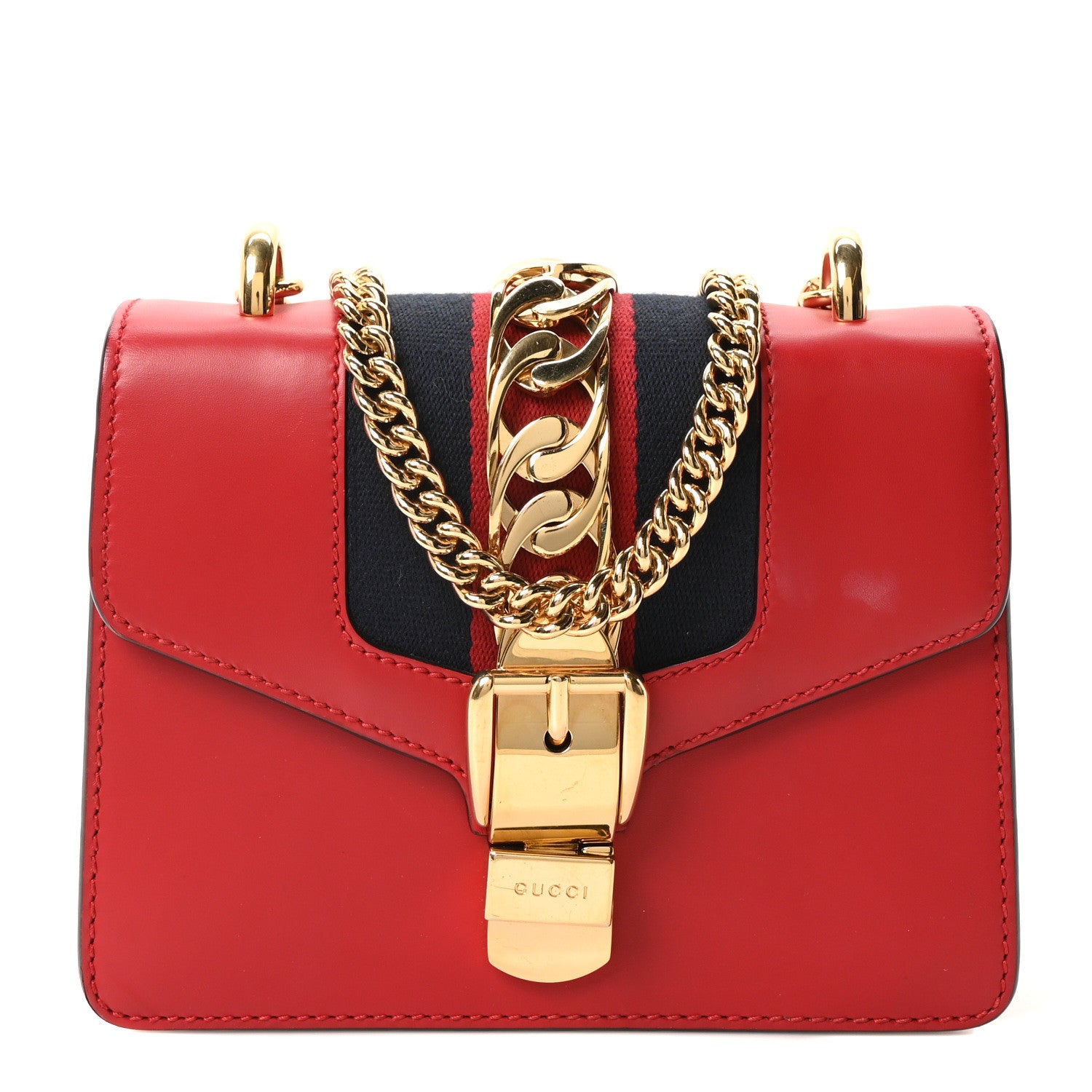 Gucci Calfskin Mini Sylvie Chain Shoulder Bag Hibiscus Red 1 of 10