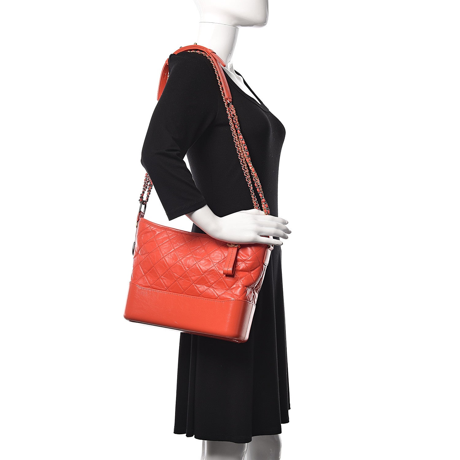 Chanel Aged Calfskin Quilted Medium Gabrielle Hobo Red 2 of 10