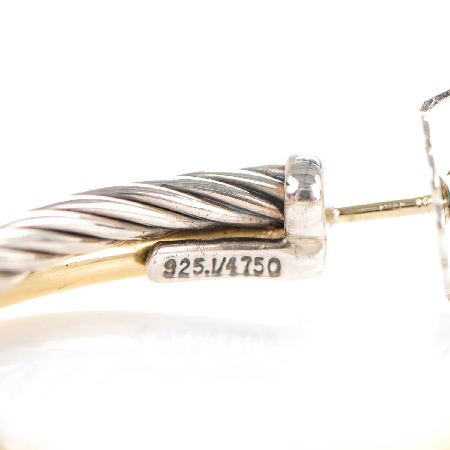 David Yurman Sterling Silver 18K Yellow Gold 31mm Crossover Cable Hoop Earrings 3 of 4