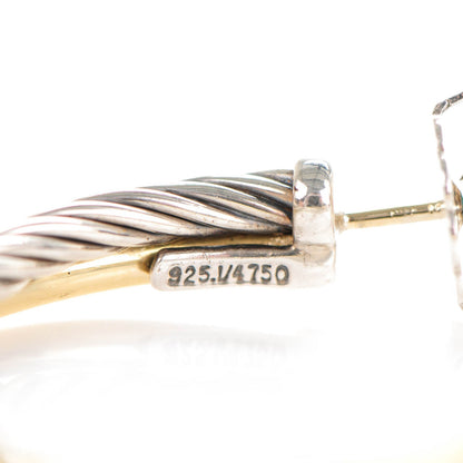 David Yurman Sterling Silver 18K Yellow Gold 31mm Crossover Cable Hoop Earrings 3 of 4