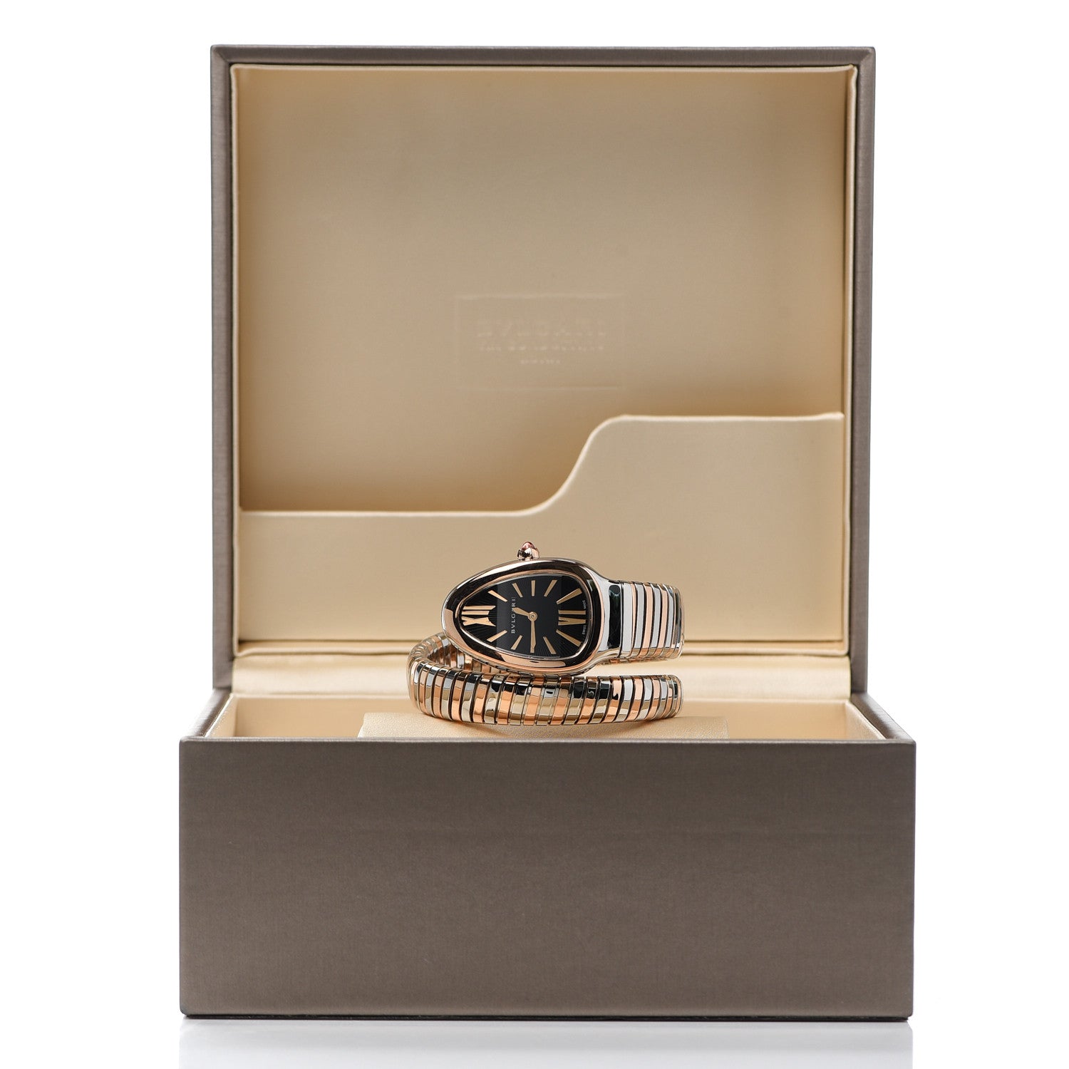 Bulgari Stainless Steel 18K Rose Gold 35mm Serpenti Tubogas Quartz Watch Black 5 of 5