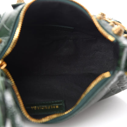 Balenciaga Extra Supple Calfskin Crocodile Embossed Le Cagole Shoulder Bag XS Forest Green 5 of 9