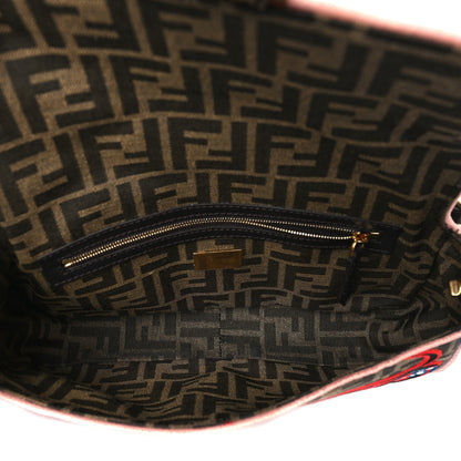Fendi Fabric Jacquard FF 1974 Karligraphy Embroidered Baguette Tobacco Moro Rosso 5 of 9