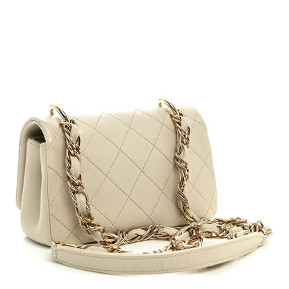 Chanel Lambskin Quilted Medium Twist Chain Flap Light Beige 3 of 10