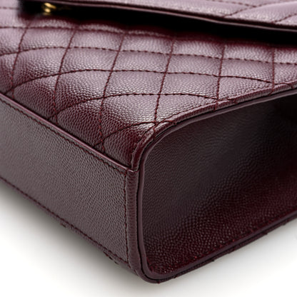 Saint Laurent Grain De Poudre Textured Mixed Matelasse Medium Triquilt Monogram Satchel Rouge Legion 9 of 9