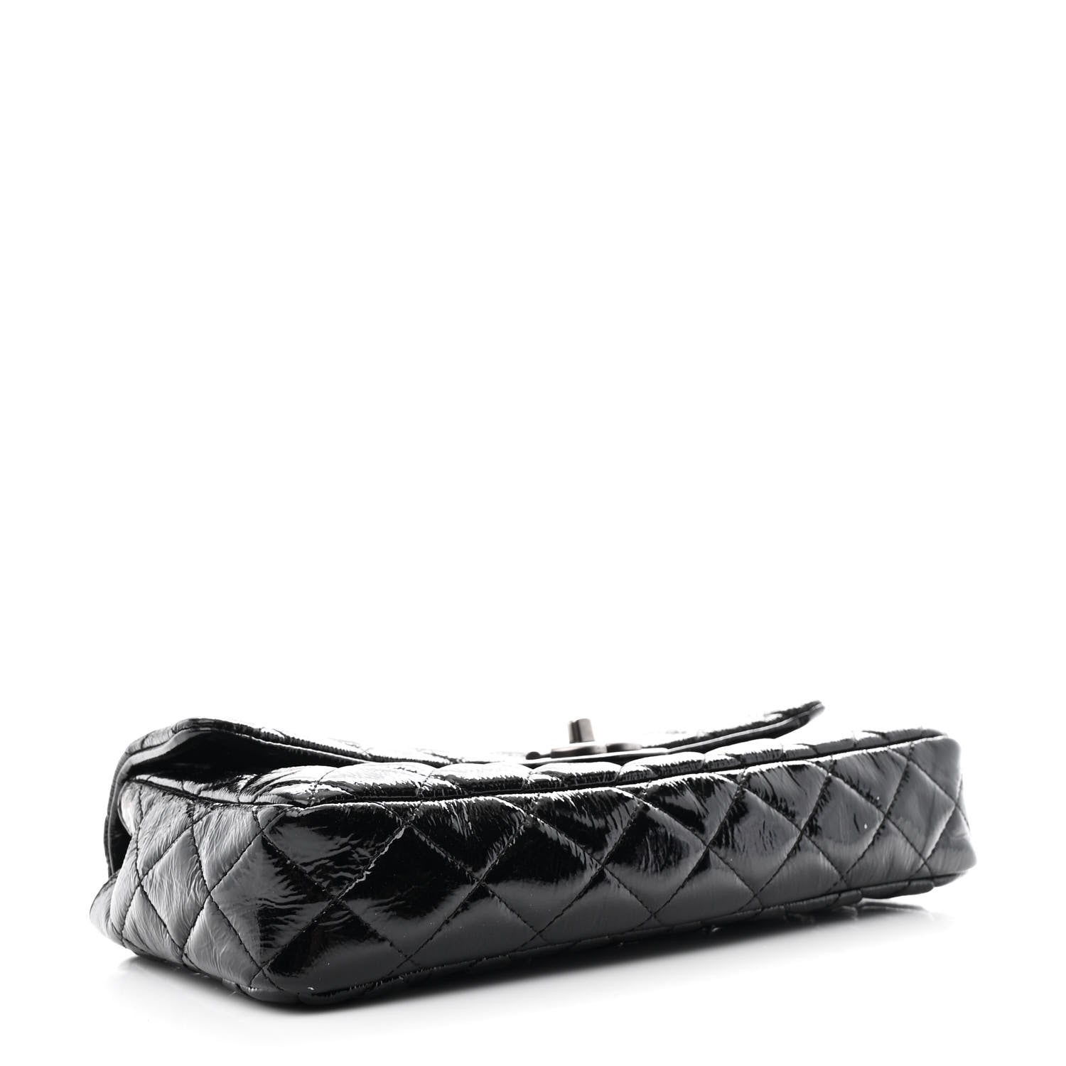 Chanel Crinkled Patent Quilted East West Flap Black 3 of 10