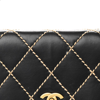 Chanel Calfskin Wild Stitch Surpique Jumbo Kelly Flap Bag Black 8 of 14