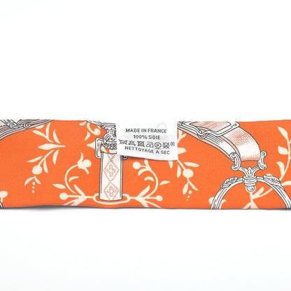 Hermes Silk Etriers Remix Twilly Orange Creme Beige 2 of 4