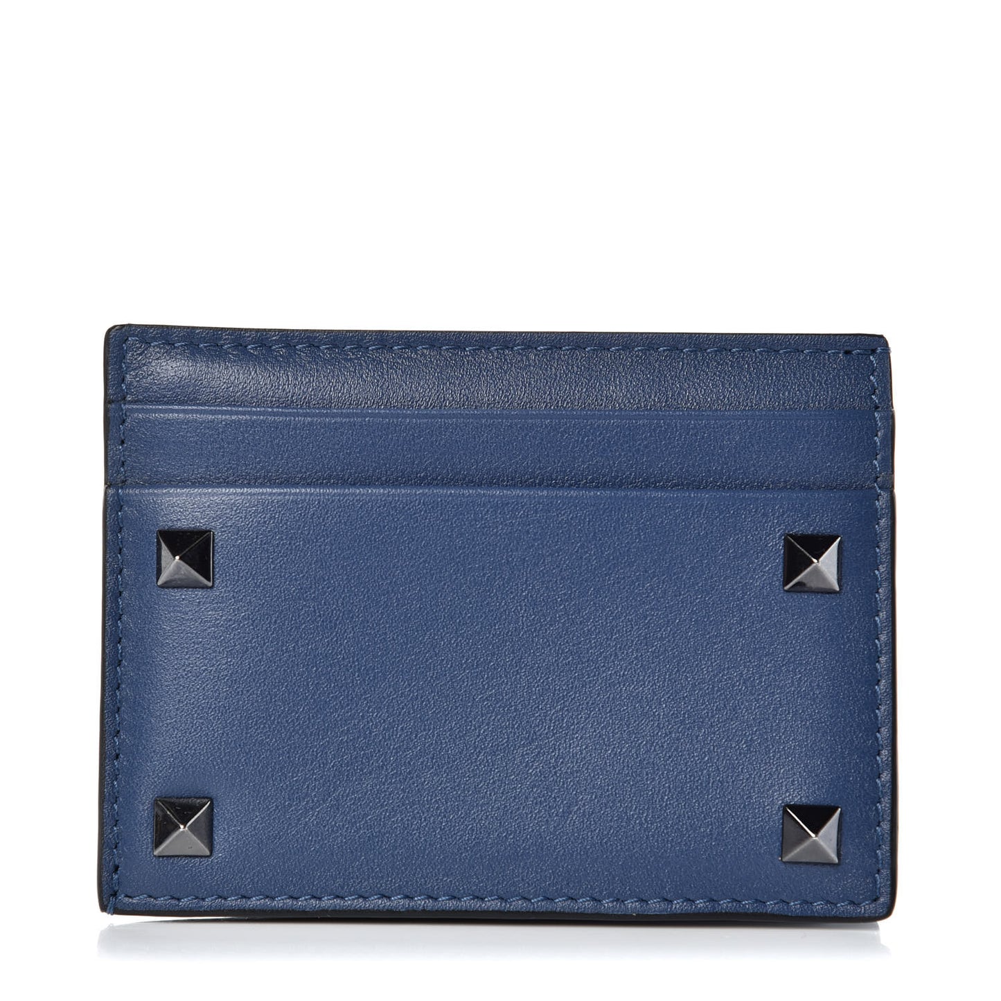 Vitello Rockstud Card Holder Indigo