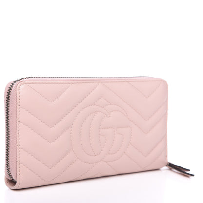 Gucci Calfskin Matelasse GG Marmont Zip Around Wallet Perfect Pink 2 of 9