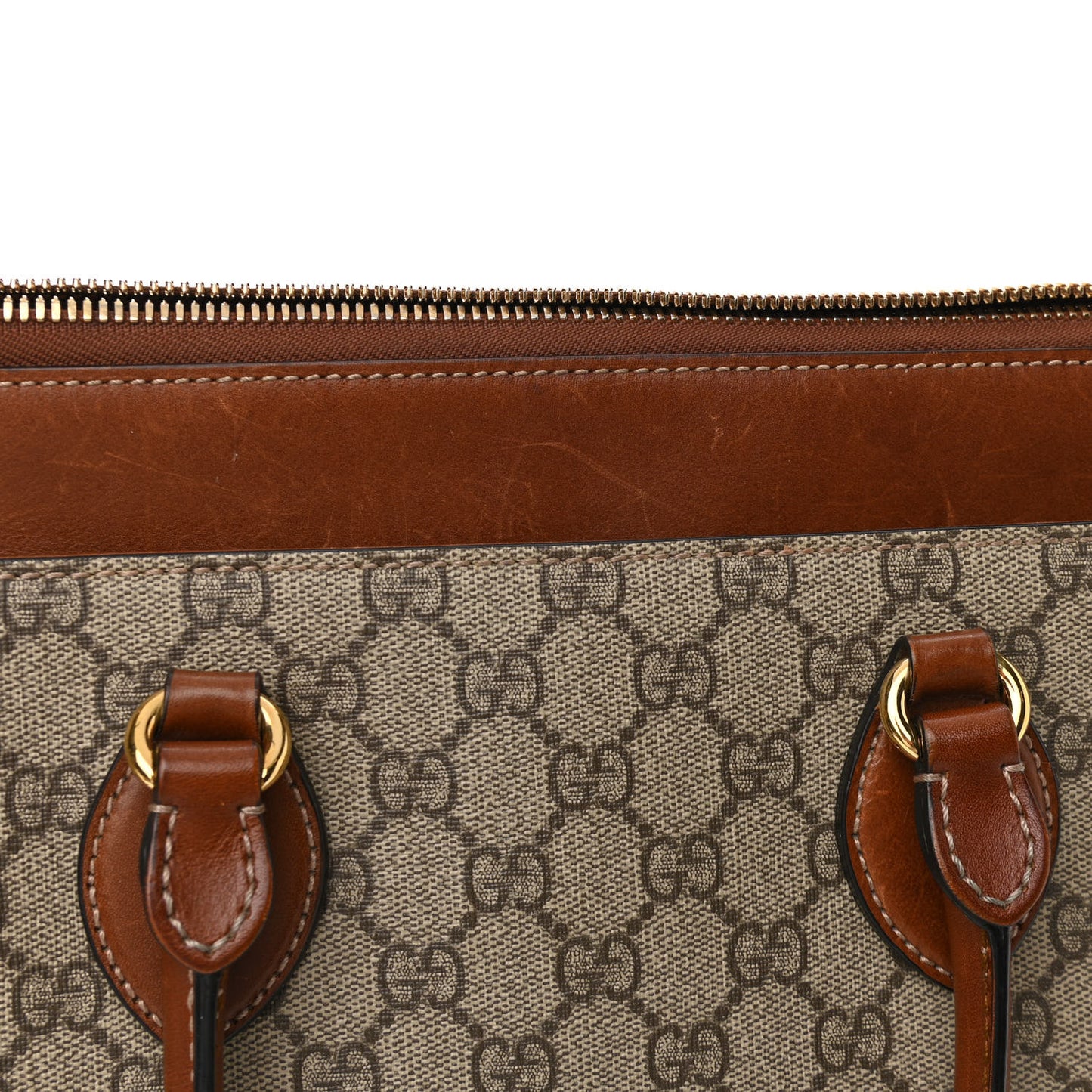 GG Supreme Monogram Small Zip Top Tote Beige Tuscany