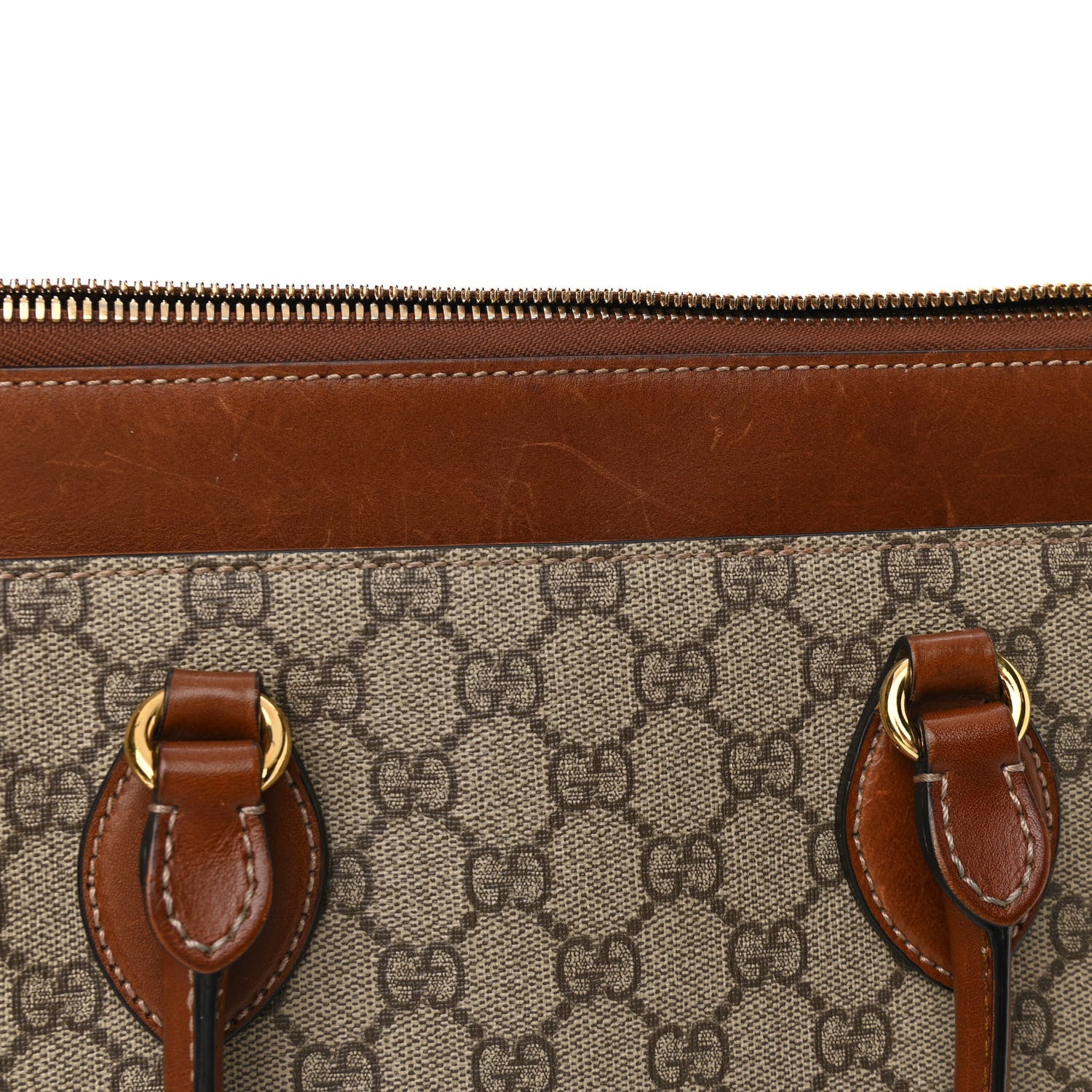 Gucci GG Supreme Monogram Small Zip Top Tote Beige Tuscany 12 of 13