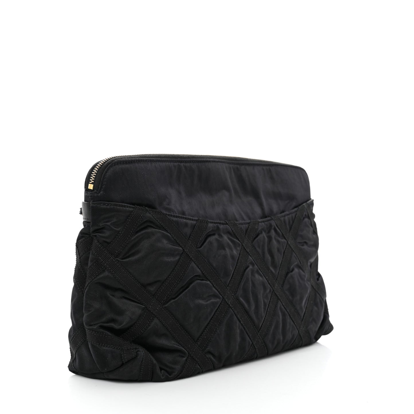 Nylon Grosgrain Large Lifestyle Pouch With Foldable Tote Black