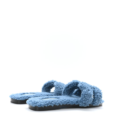 Hermes Woolskin Oran Sandals 39 Bleu 4 of 8