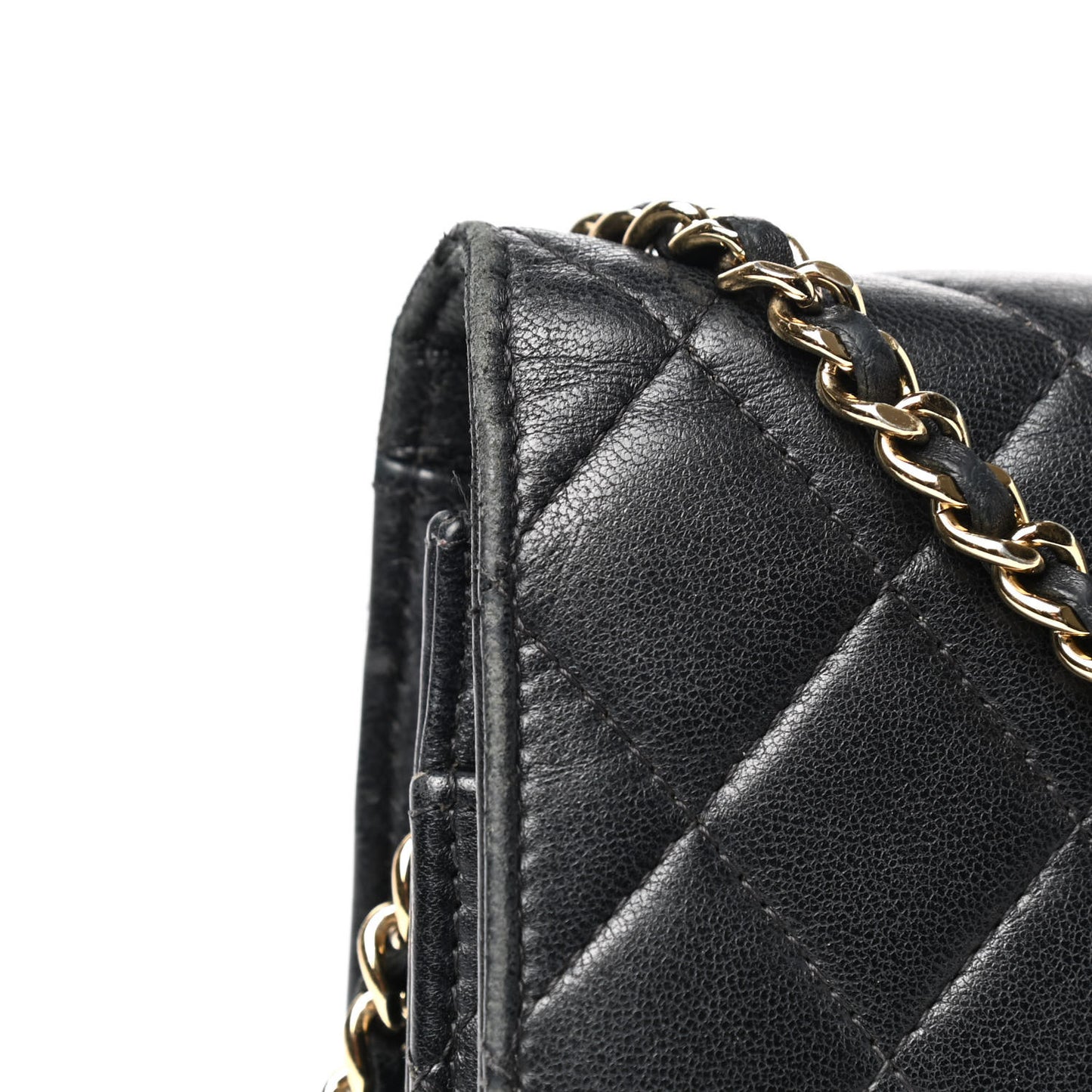 Lambskin Quilted Wallet On Chain WOC Black