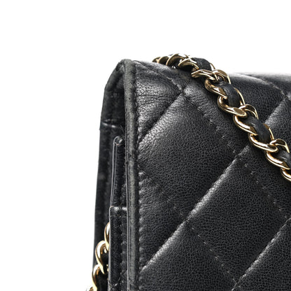 Chanel Lambskin Quilted Wallet On Chain WOC Black 7 of 15