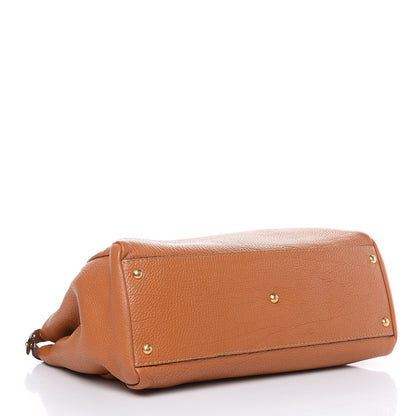 Fendi Cuoio Romano Raffia Selleria Large Peekaboo Iconic Satchel Caramel 4 of 14