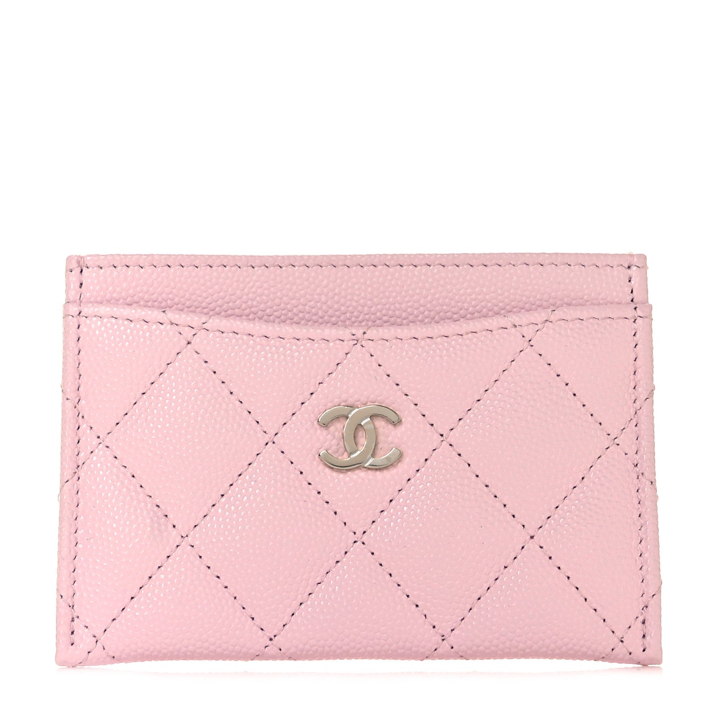 Caviar Quilted Card Holder Light Pink