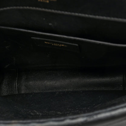 Saint Laurent Lambskin Matelasse Chevron Monogram Medium Sulpice Bag Black 5 of 9