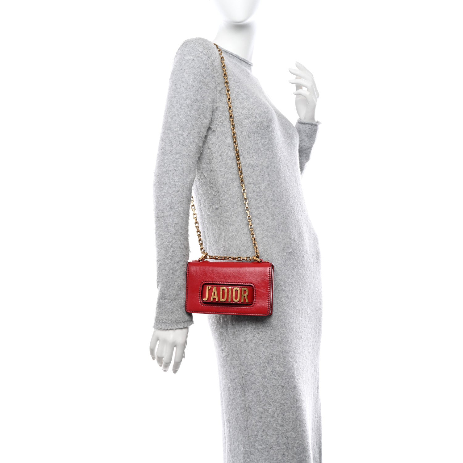 Christian Dior Calfskin Mini J'Adior Chain Flap Bag Spicy Red 2 of 8
