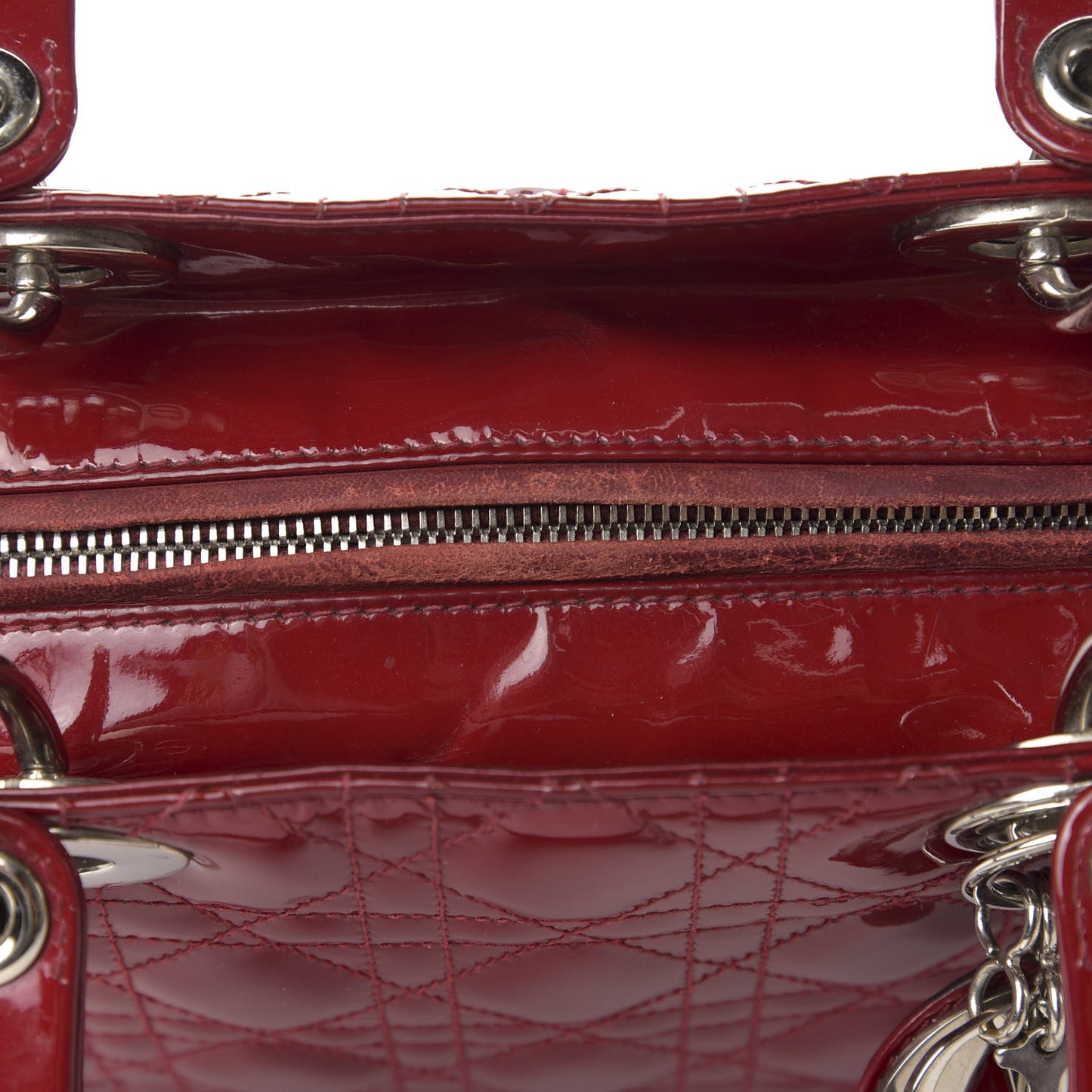Patent Cannage Medium Lady Dior Red