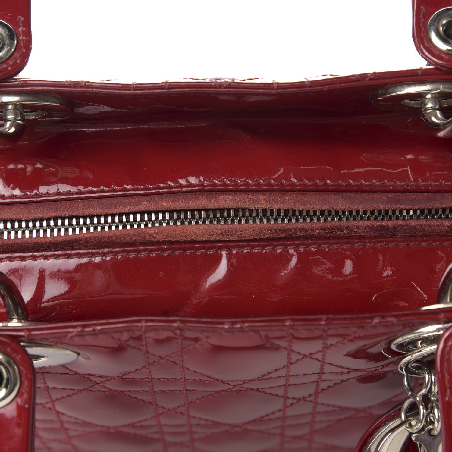 Christian Dior Patent Cannage Medium Lady Dior Red 11 of 12