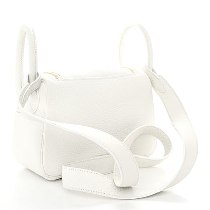 Hermes Taurillon Clemence Mini Lindy 20 New White 3 of 11