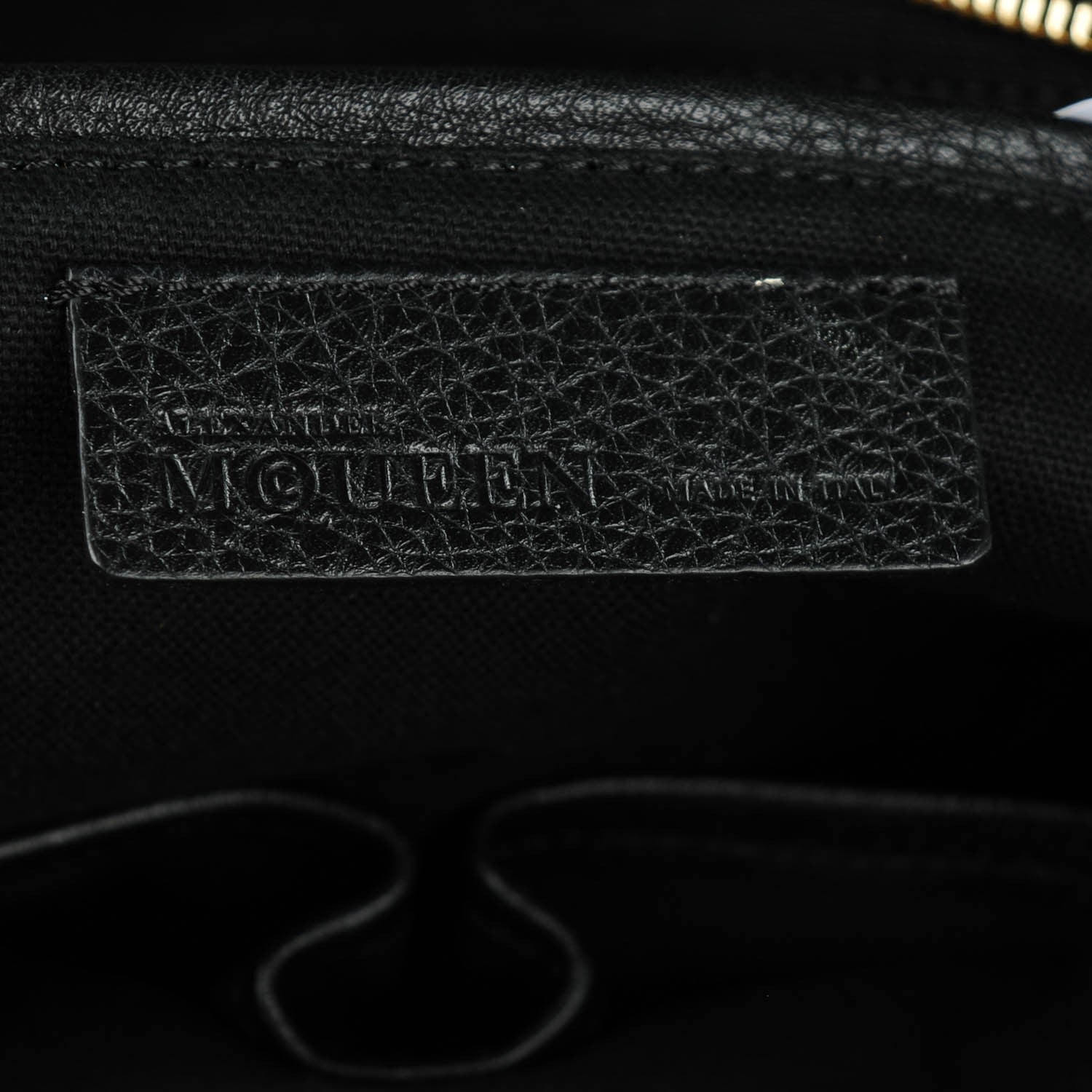 Alexander McQueen Pebbled Calfskin Small Skull Padlock Zip Around Tote Black 6 of 8