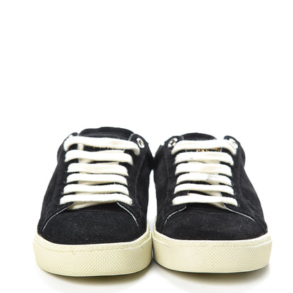 Saint Laurent Distressed Suede Womens Court Classic Sneakers 36 Black 2 of 9
