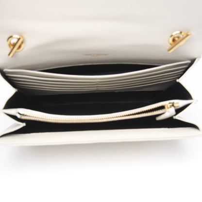 Saint Laurent Lambskin Matelasse Monogram Vicky Chain Wallet Off White 4 of 8