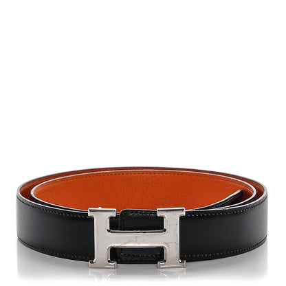 Hermes Togo Box 32mm H Belt 100 Orange Black 1 of 8