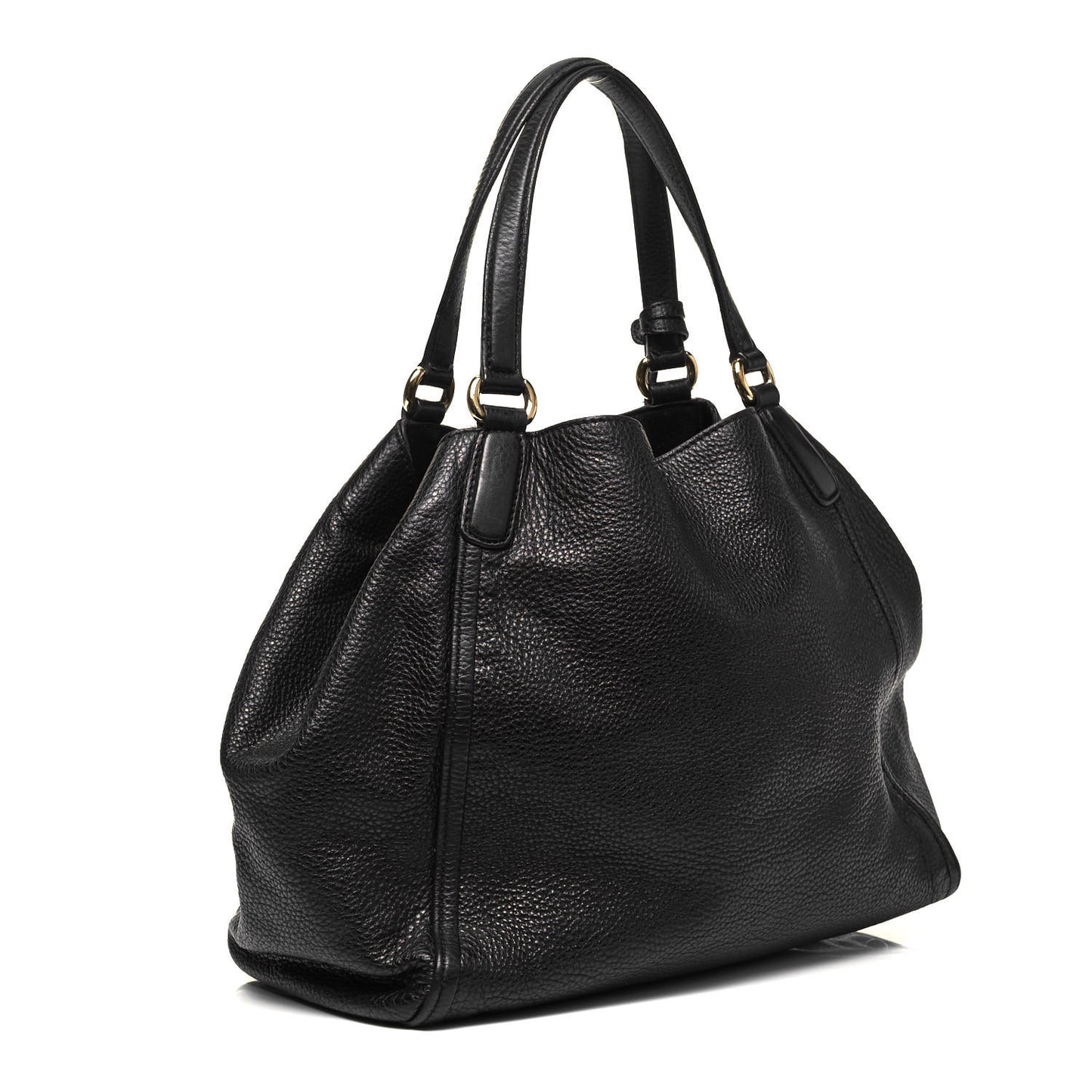 Pebbled Calfskin Medium Soho Shoulder Bag Black