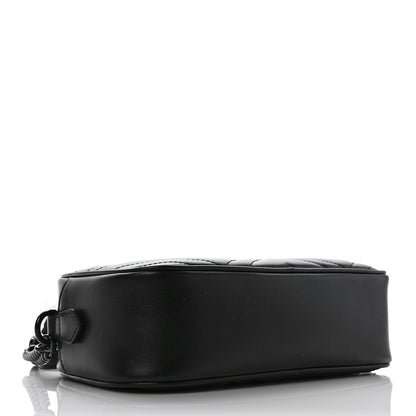 Gucci Calfskin Matelasse Monochrome Small GG Marmont Chain Shoulder Bag Black 5 of 9