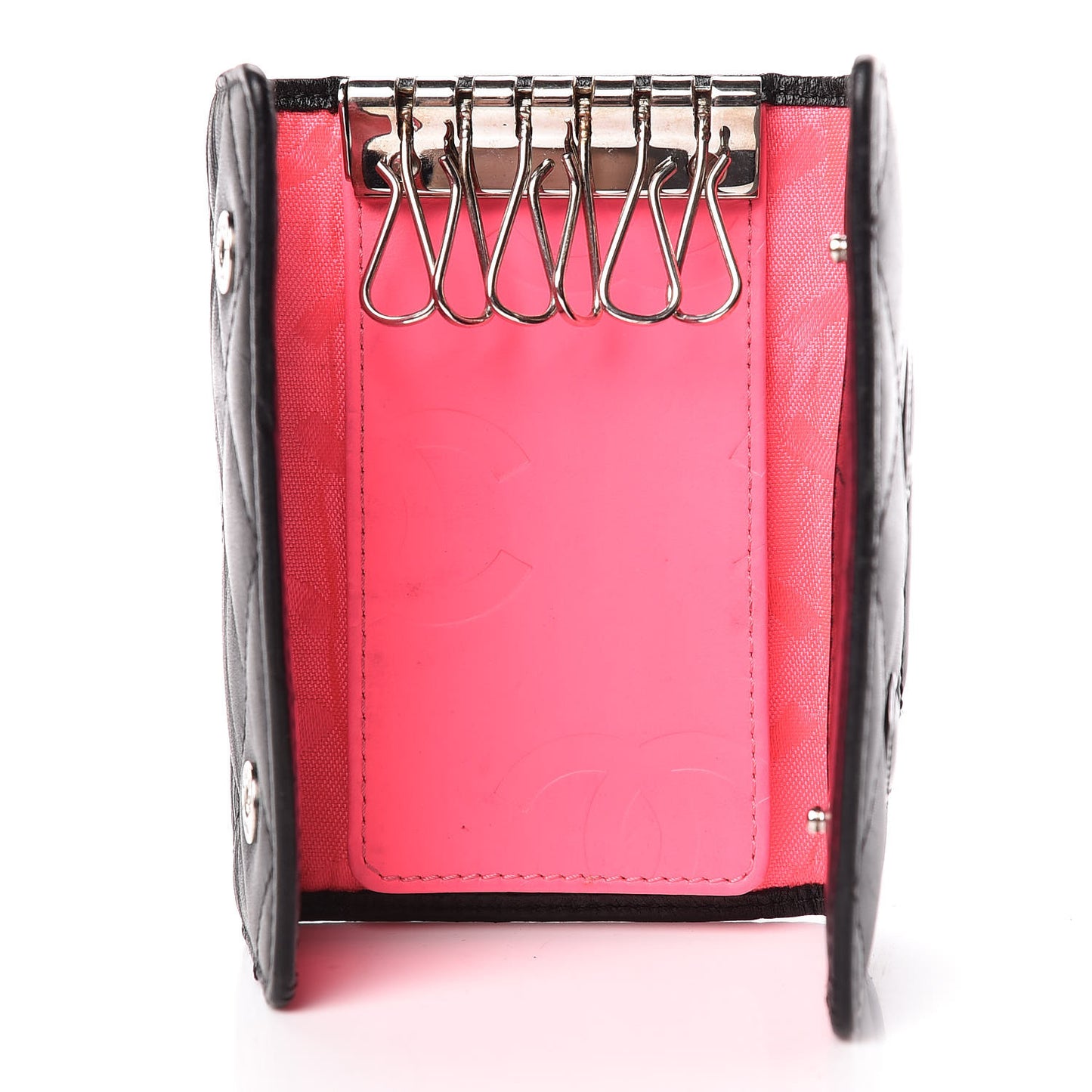 Calfskin Quilted Cambon 6 Key Holder Black