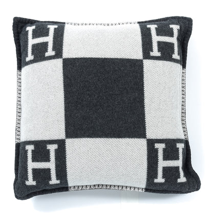 Hermes Wool Cashmere Avalon Pillow PM Ecru Gris Fonce 2 of 3