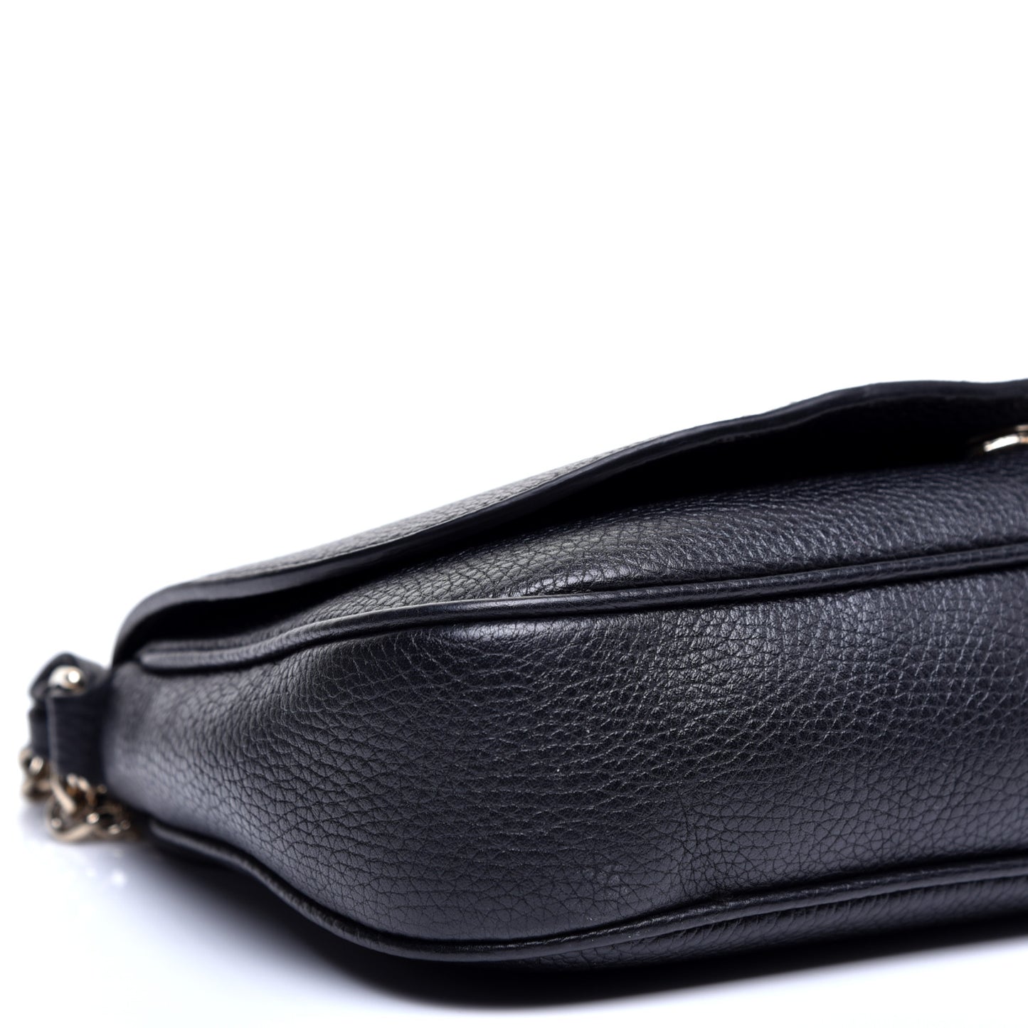 Pebbled Calfskin Medium Soho Flap Crossbody Black