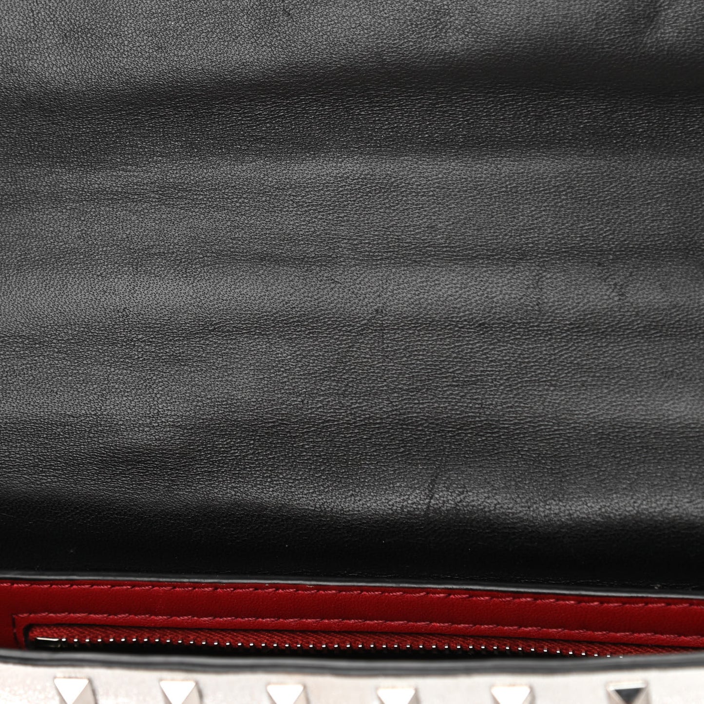 Metallic Nappa Medium Rockstud Spike Shoulder Bag Silver