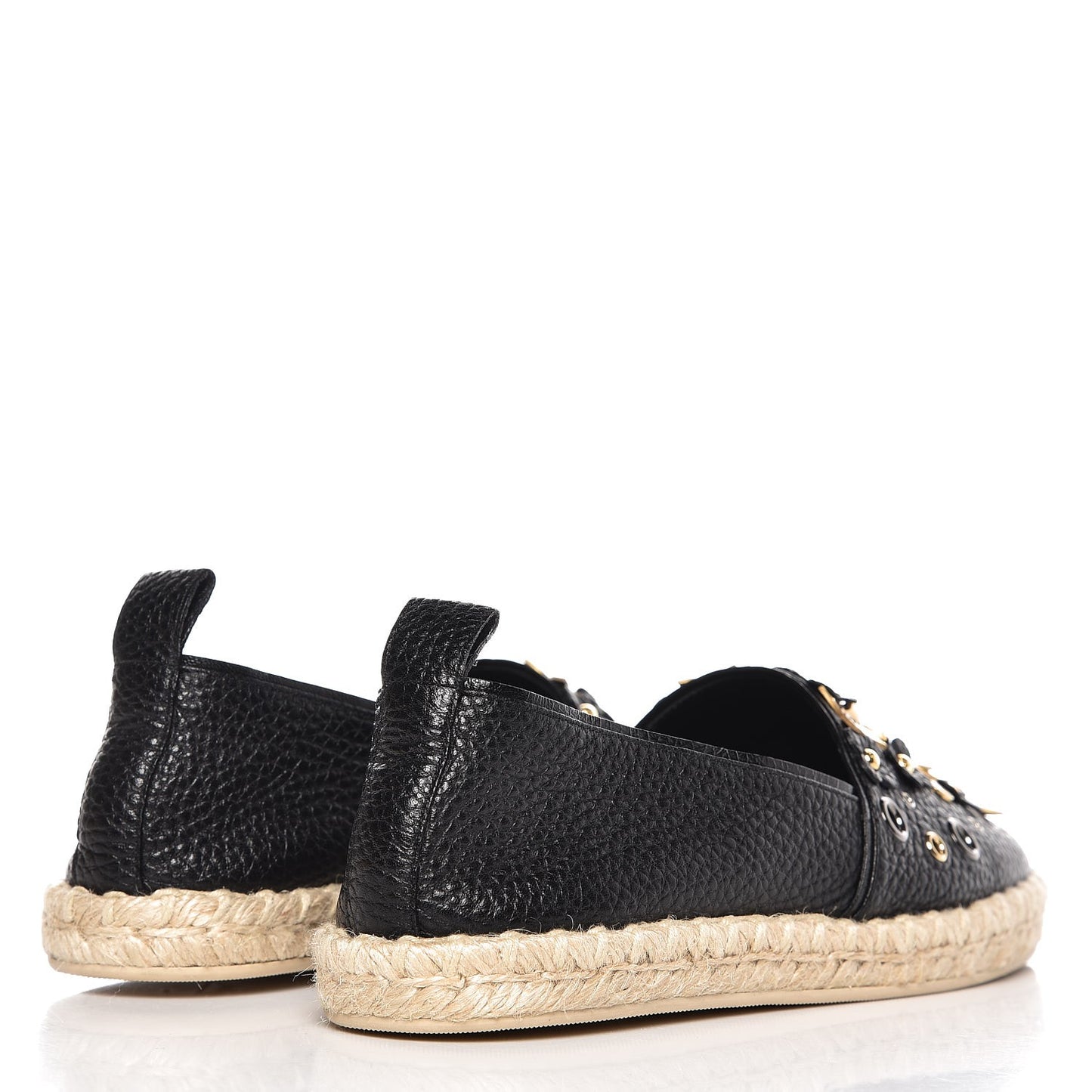 Calfskin Tropical Bloom Espadrille Flat 37 Black