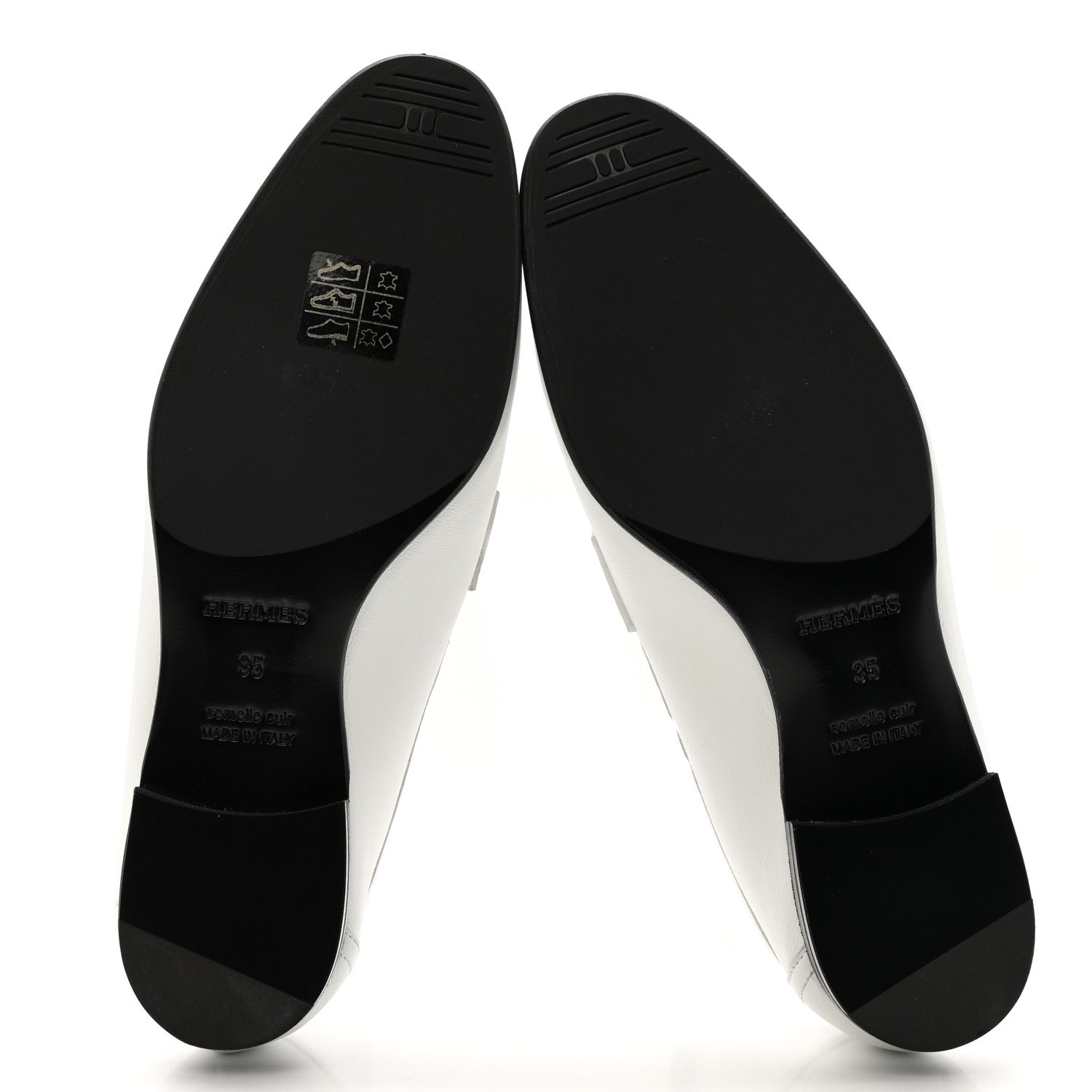 Hermes Calfskin Womens Royal Loafers 35 White 6 of 10