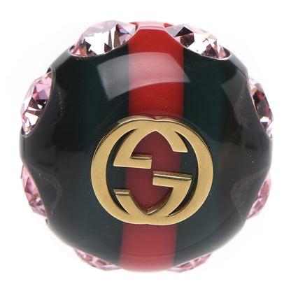 Gucci Resin Strass Vintage Web Stud Pin Red Green 1 of 4