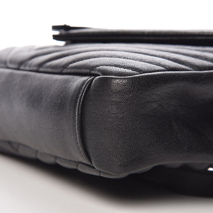 Saint Laurent Sheepskin Matelasse Chevron Monogram Medium College Bag Black 12 of 13