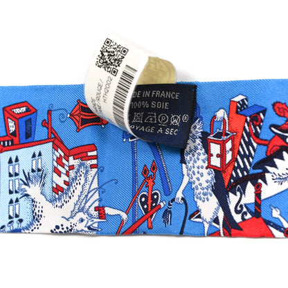 Hermes Silk La Folle Parade Twilly Bleu Gitane Rouge 4 of 4