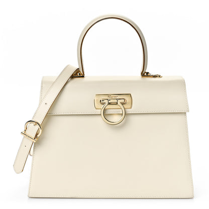 Salvatore Ferragamo Brushed Off Calfskin Iconic Large Top Handle Bag Magnolia 1 of 9